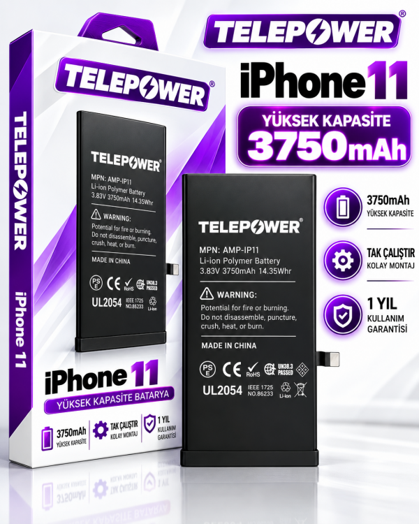 İphone 11 BATARYA PİL 1 YIL GARANTİLİ TAM PERFORMANS