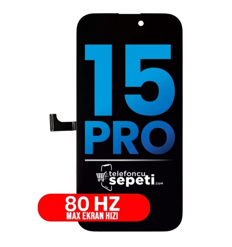 iPhone 15 Pro Ekran Dokunmatik Siyah A Plus Kalite 80hz