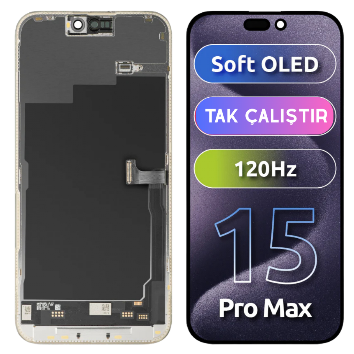 İphone 15 Pro Max için Soft Oled Ekran Dokunmatik Tak Çalıştır Ekran