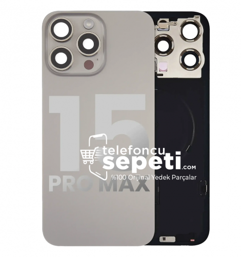 İphone 15 Pro Max Arka Kapak Natürel Titanyum Full Set Kapak