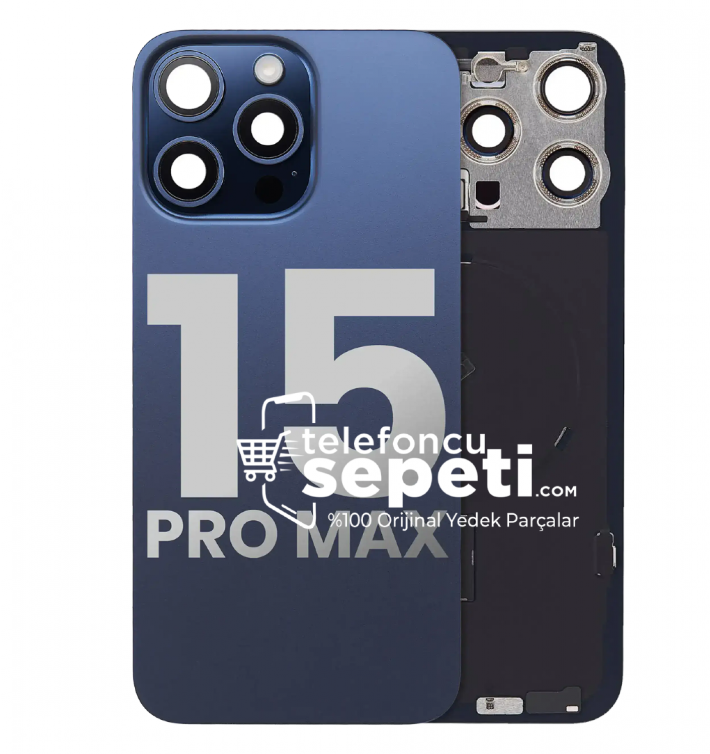 İphone 15 Pro Max Arka Kapak Mavi Titanyum Full Set Kapak İphone 15 Pro Max Arka Kapak Mavi Titanyum Full Set Kapak