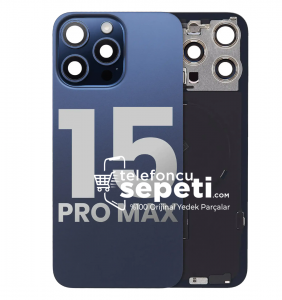 İphone 15 Pro Max Arka Kapak Mavi Titanyum Full Set Kapak