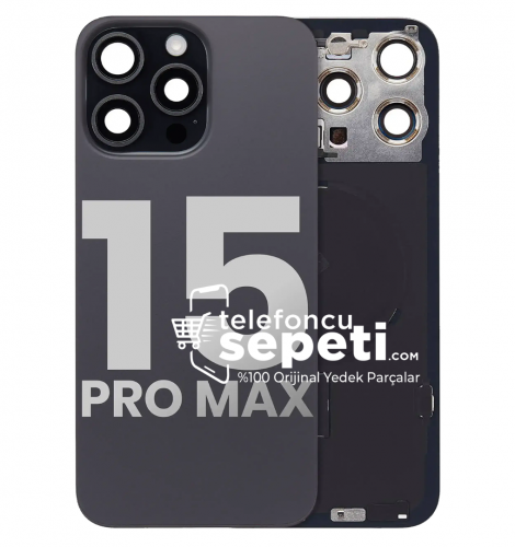 İphone 15 Pro Max Arka Kapak Siyah Titanyum Full Set Kapak