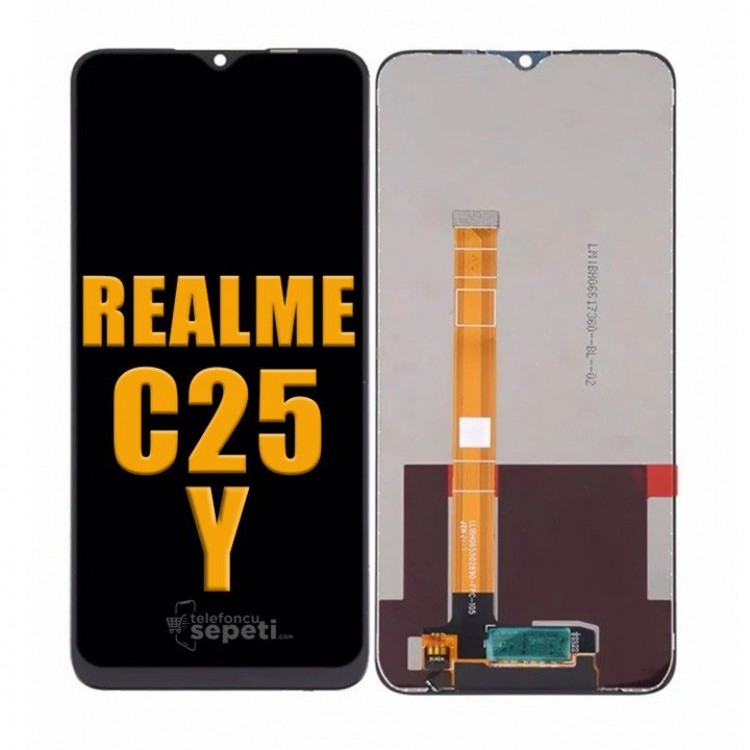 Realme C25y Ekran Dokunmatik Siyah Çıtasız Orijinal