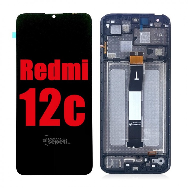 Xiaomi Redmi 12C Ekran Dokunmatik Siyah Çıtalı Orijinal