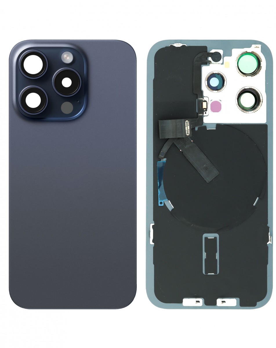 iPhone 15 Pro Arka Kapak Full NFC Filmi Servis Orijinali Mavi Titanyum