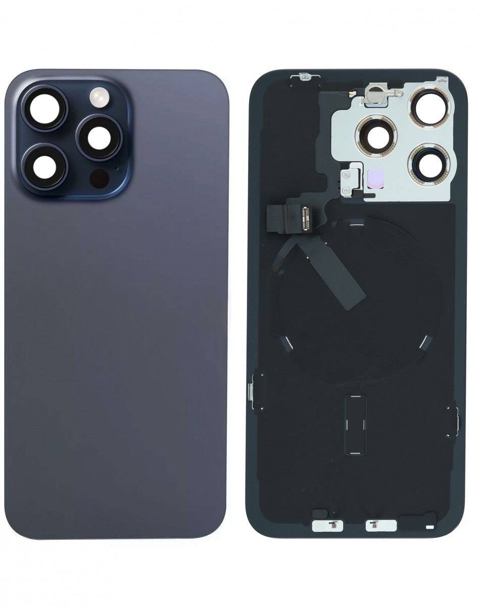 iPhone 15 Pro Max Arka Kapak Full NFC Filmi Servis Orijinali Mavi Titanyum