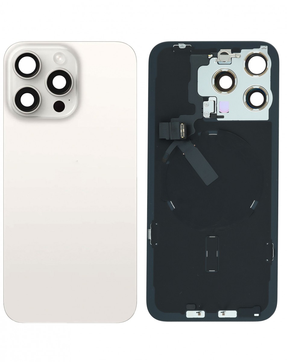 iPhone 15 Pro Max Arka Kapak Full NFC Filmi Servis Orijinali Beyaz Titanyum
