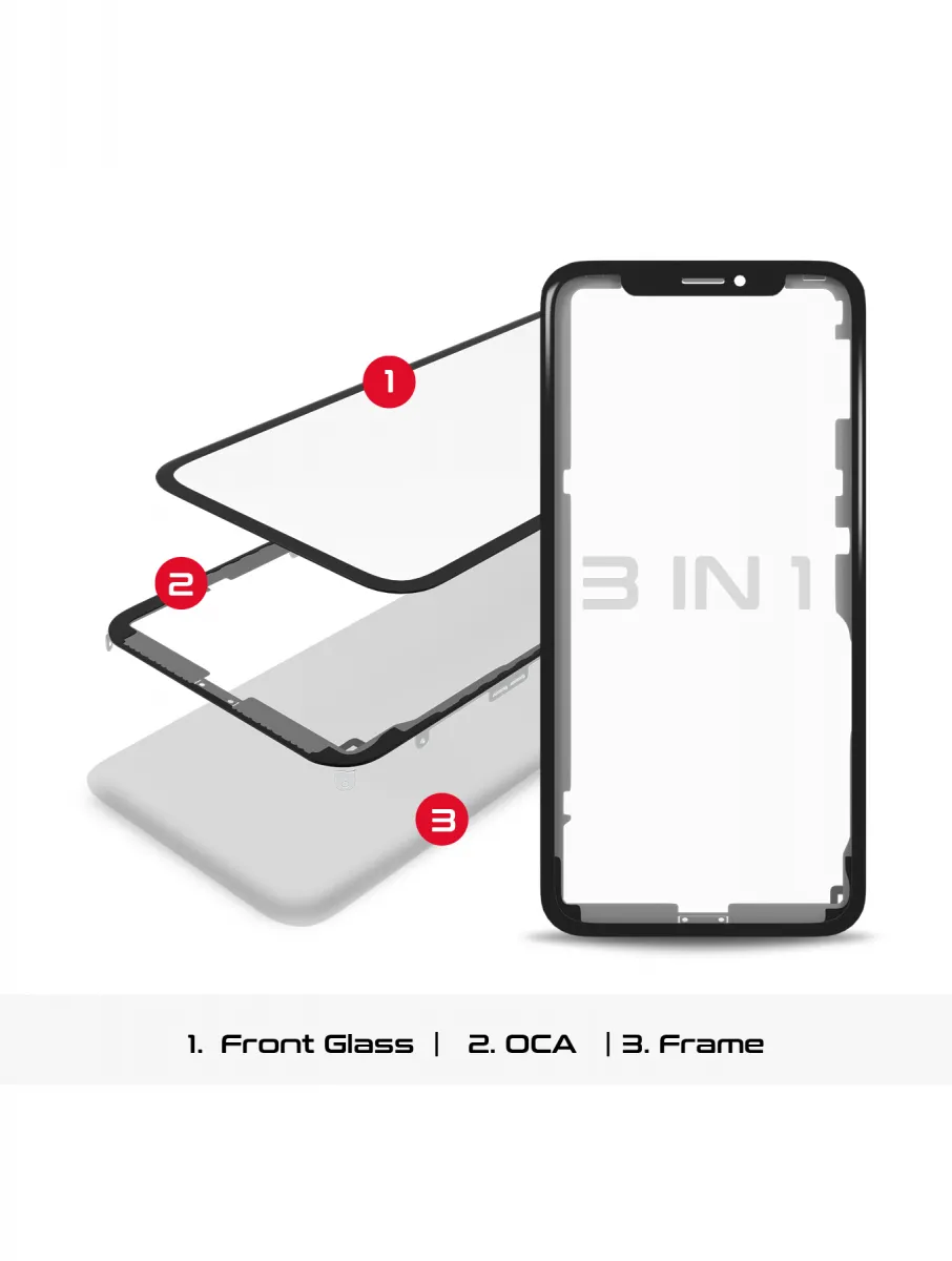 iPhone 11 (OCA Master) için 3'ü 1 Arada (Önceden Takılmış OCA + Çerçeveli Cam) (2'li Paket)