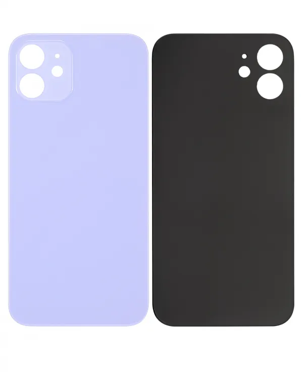 iPhone 12 İçin 3M Yapışkanlı Arka Cam (Logosuz / Büyük Kamera Deliği) (Mor)