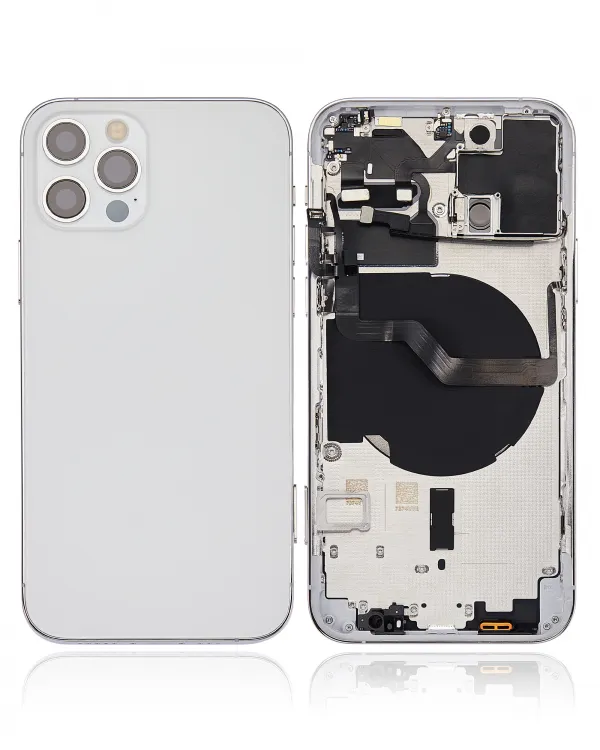 iPhone 12 Pro için Kasa Full Set Küçük Parçalarla Arka Muhafaza (AB / Global Versiyon) (Gümüş)