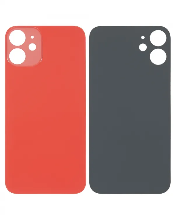 iPhone 12 Mini İçin 3M Yapışkanlı Arka Cam (Logosuz / Büyük Kamera Deliği) (Kırmızı)