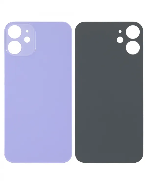 iPhone 12 Mini İçin 3M Yapışkanlı Arka Cam (Logosuz / Büyük Kamera Deliği) (Mor)