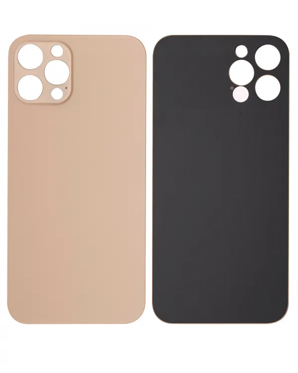 iPhone 12 Pro İçin 3M Yapışkanlı Arka Cam (Logosuz / Büyük Kamera Deliği) (Altın)