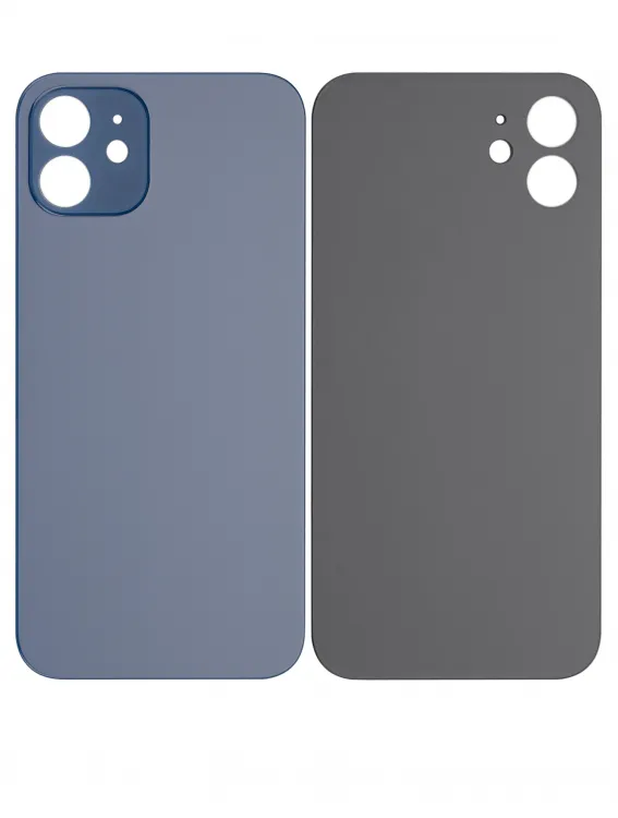 iPhone 12 İçin 3M Yapışkanlı Arka Cam (Logosuz / Büyük Kamera Deliği) (Mavi)