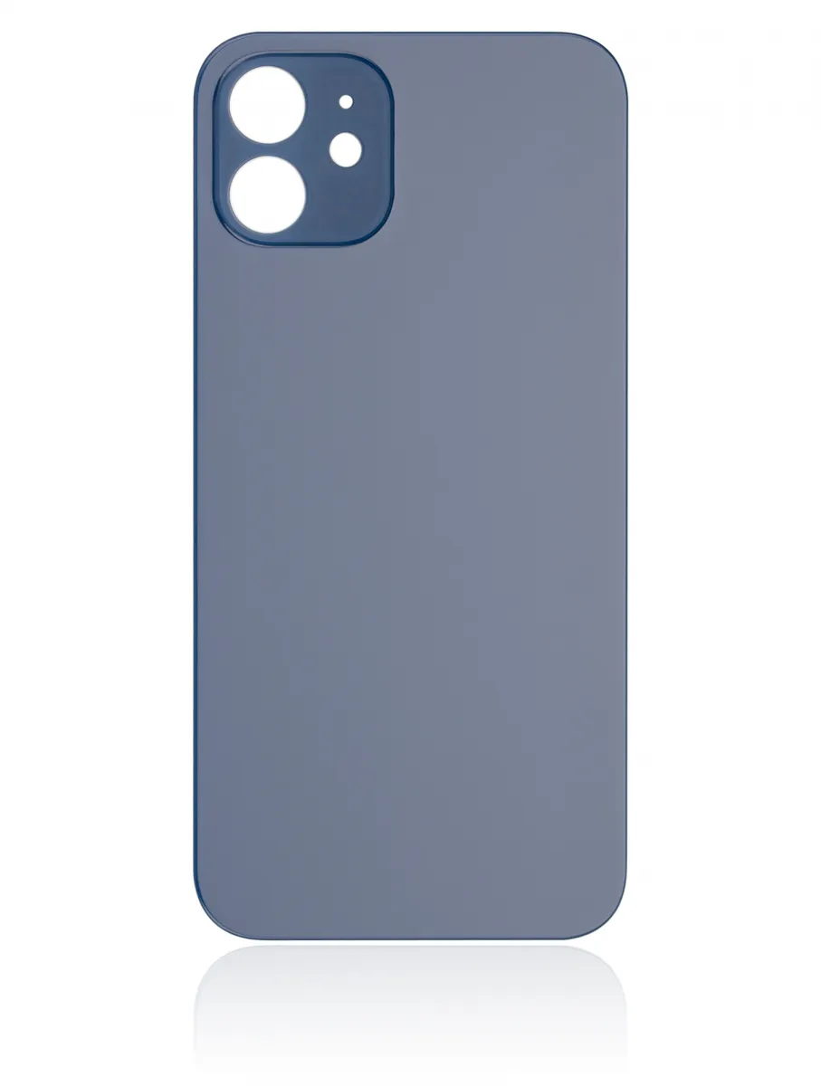 iPhone 12 İçin 3M Yapışkanlı Arka Cam (Logosuz / Büyük Kamera Deliği) (Mavi)