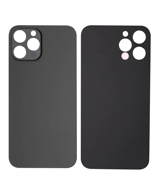 iPhone 12 Pro Max İçin 3M Yapışkanlı Arka Cam (Logosuz / Büyük Kamera Deliği) (Grafit)