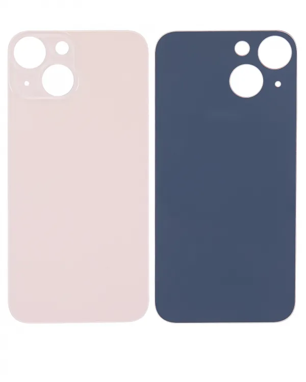 iPhone 13 Mini İçin 3M Yapışkanlı Arka Cam (Logosuz / Büyük Kamera Deliği) (Pembe)