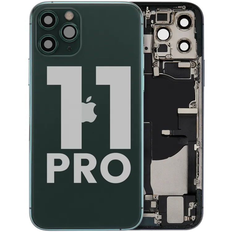 iPhone 11 Pro için Kasa Full Set Şarj Bağlantı Noktası Flex ve Küçük Parçalarla Arka Muhafaza (Mat Gece Yarısı Yeşili)