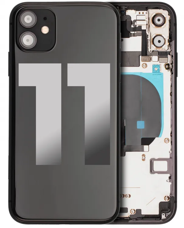 iPhone 11 için Önceden Takılmış Küçük Bileşenlerle Arka Muhafaza  (Siyah)