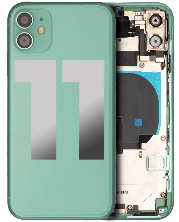 iPhone 11 için Önceden Takılmış Küçük Bileşenlerle Arka Muhafaza  (Yeşil)