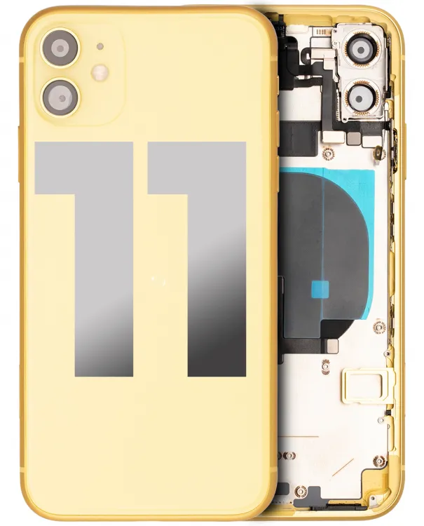 iPhone 11 için Önceden Takılmış Küçük Bileşenlerle Arka Muhafaza  (Sarı)