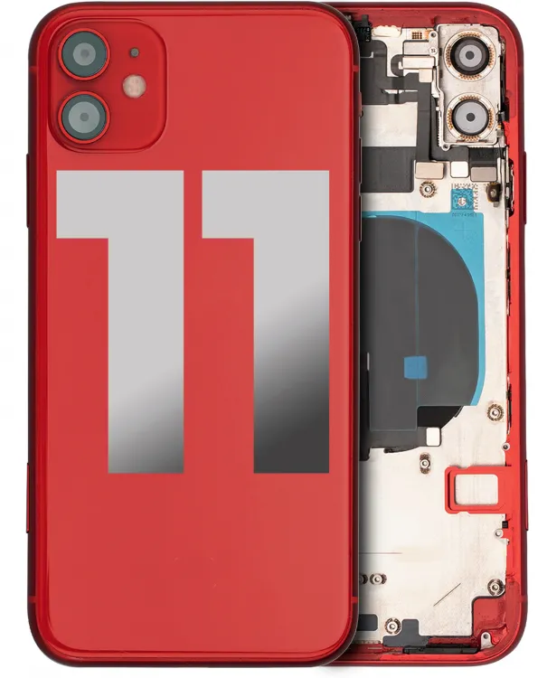 iPhone 11 için Önceden Takılmış Küçük Bileşenlerle Arka Muhafaza  (Kırmızı)
