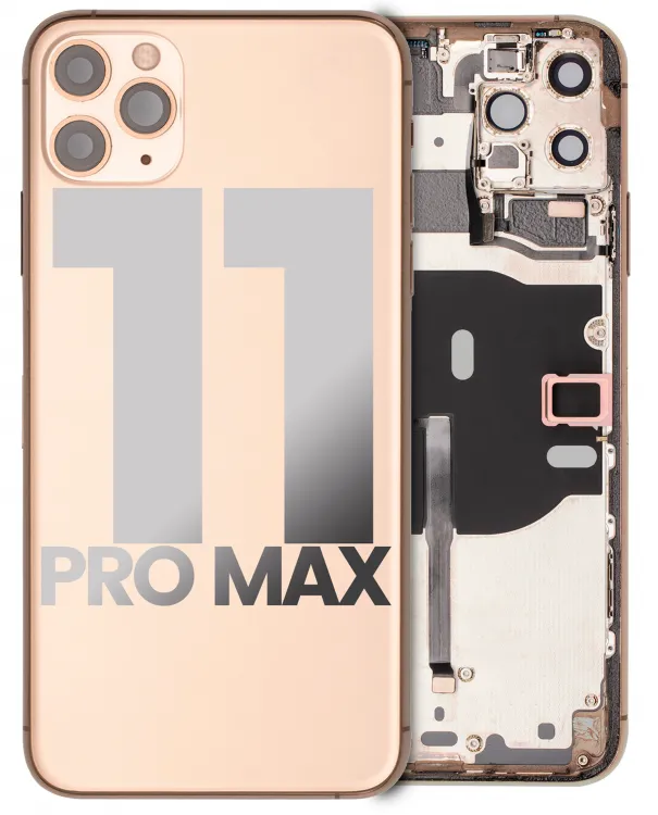 iPhone 11 Pro Max Kasa Full Set için Önceden Takılmış Küçük Bileşenlerle Arka Muhafaza (Altın)