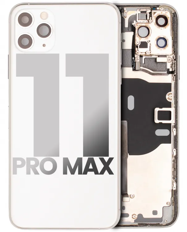 iPhone 11 Pro Max Kasa Full Set için Önceden Takılmış Küçük Bileşenlerle Arka Muhafaza (Gümüş)