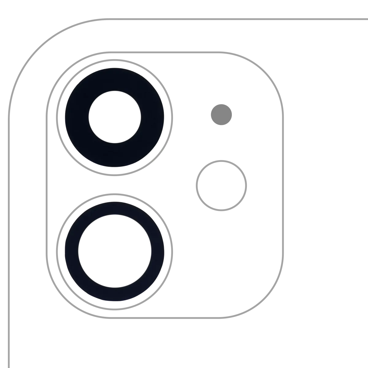 iPhone 11 için Arka Kamera Lensi (Yalnızca Cam) Yapışkanlı (2 Parça Set)