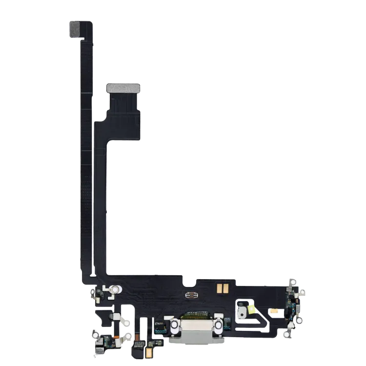 iPhone 12 Pro Max için Şarj Bağlantı Noktası Esnek Kablosu (Premium) (Gümüş)