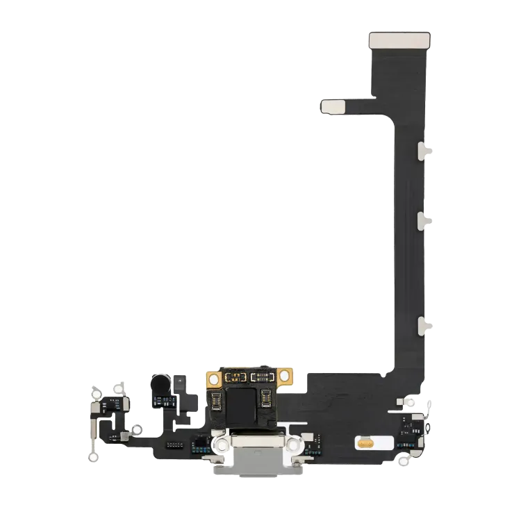 iPhone 11 Pro Max için Kartlı Şarj Bağlantı Noktası Flex Kablosu (Premium) (Gümüş)