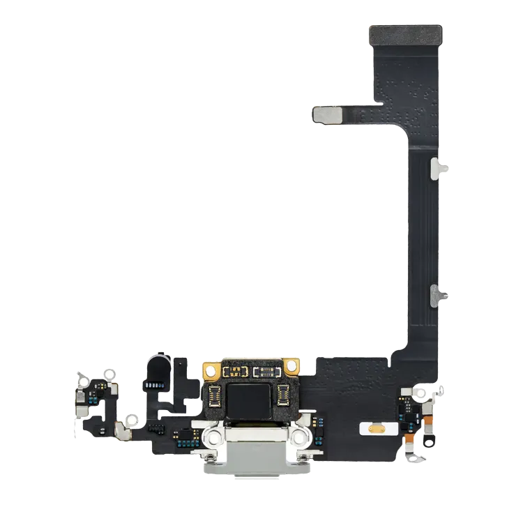 iPhone 11 Pro için Kartlı Şarj Portu Flex Kablosu (Premium) (Gümüş)