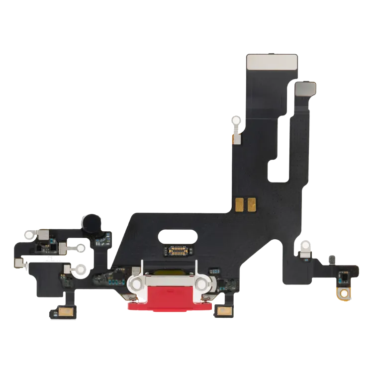 iPhone 11 için Şarj Bağlantı Noktası Esnek Kablosu (Premium) (Kırmızı)