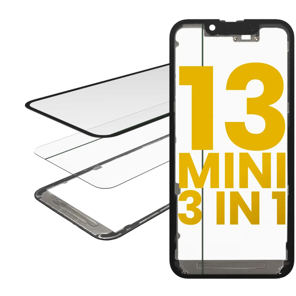iPhone 13 Mini (OCA Master) için 3'ü 1 Arada (Önceden Takılmış OCA + Çerçeveli Cam)