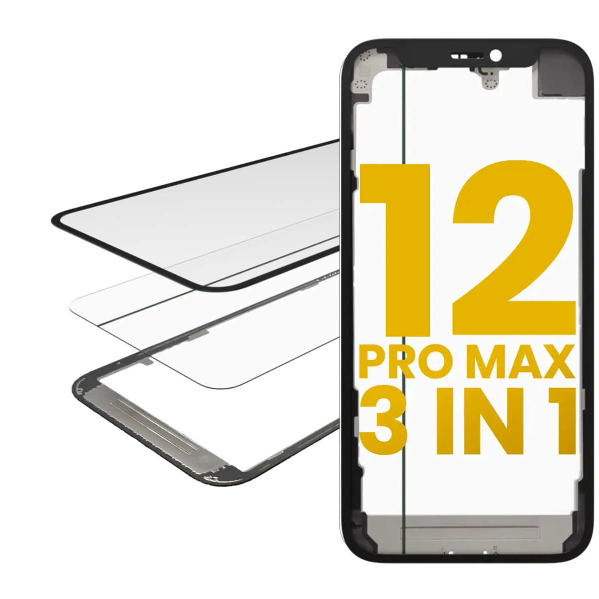 iPhone 12 Pro Max (OCA Master) için 3'ü 1 arada (Önceden Takılmış OCA + Çerçeveli Cam) iPhone 12 Pro Max (OCA Master) için 3'ü 1 arada (Önceden Takılmış OCA + Çerçeveli Cam)