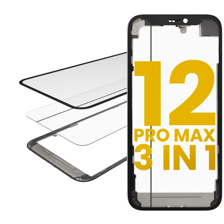 iPhone 12 Pro Max (OCA Master) için 3'ü 1 arada (Önceden Takılmış OCA + Çerçeveli Cam)