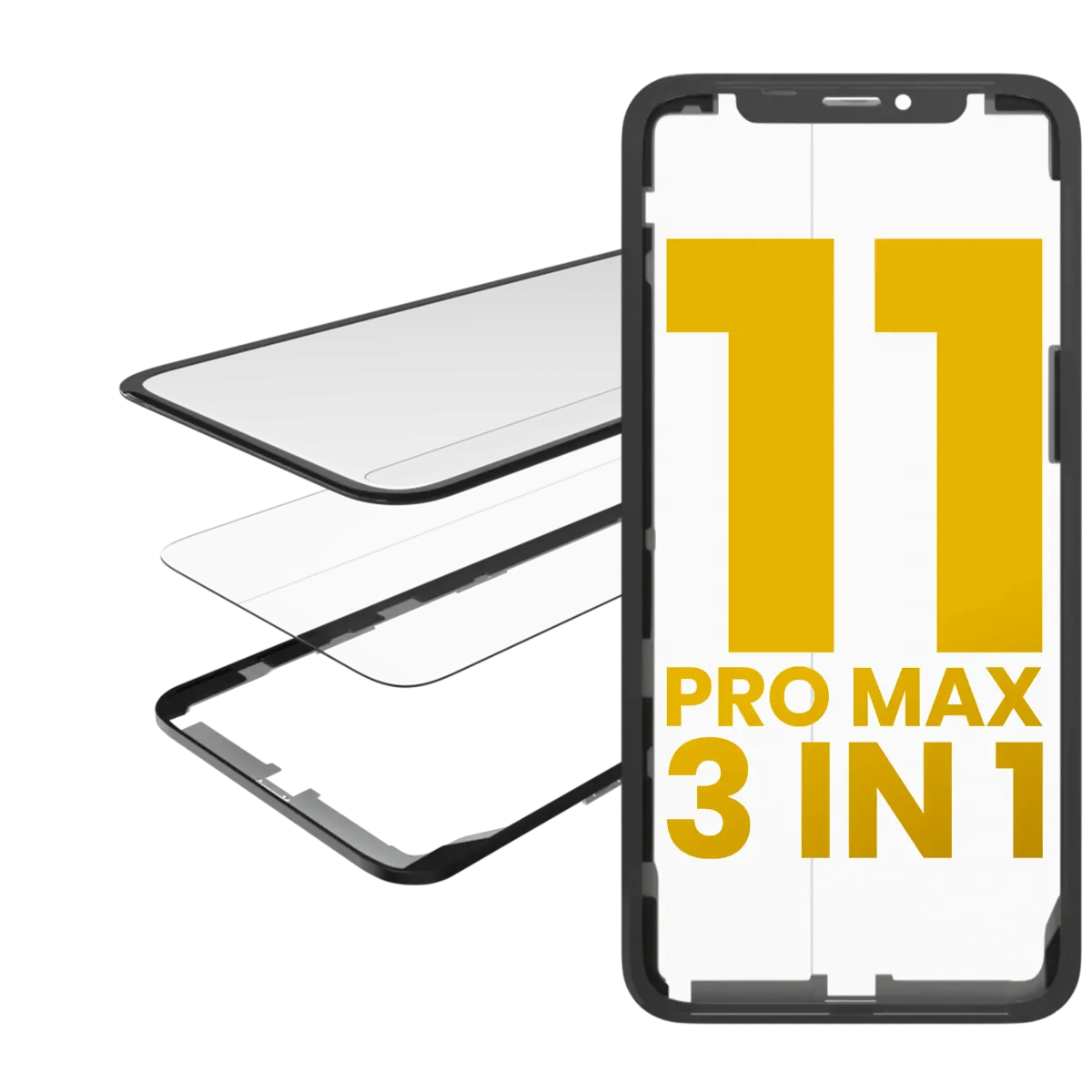 iPhone 11 Pro Max (OCA Master) için 3'ü 1 arada (Önceden Takılmış OCA + Çerçeveli Cam) iPhone 11 Pro Max (OCA Master) için 3'ü 1 arada (Önceden Takılmış OCA + Çerçeveli Cam)