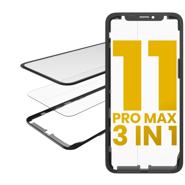 iPhone 11 Pro Max (OCA Master) için 3'ü 1 arada (Önceden Takılmış OCA + Çerçeveli Cam)