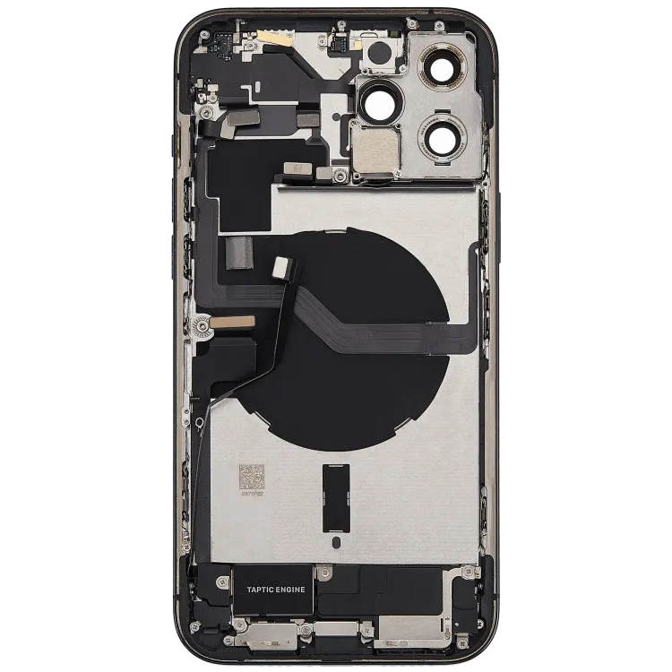 iPhone 12 Pro Max için Şarj Bağlantı Noktası Esnek ve Küçük Parçalarla Arka Muhafaza (AB / Global Sürüm) (Kullanılan OEM Çekme: Sınıf C) (Pasifik Mavisi)