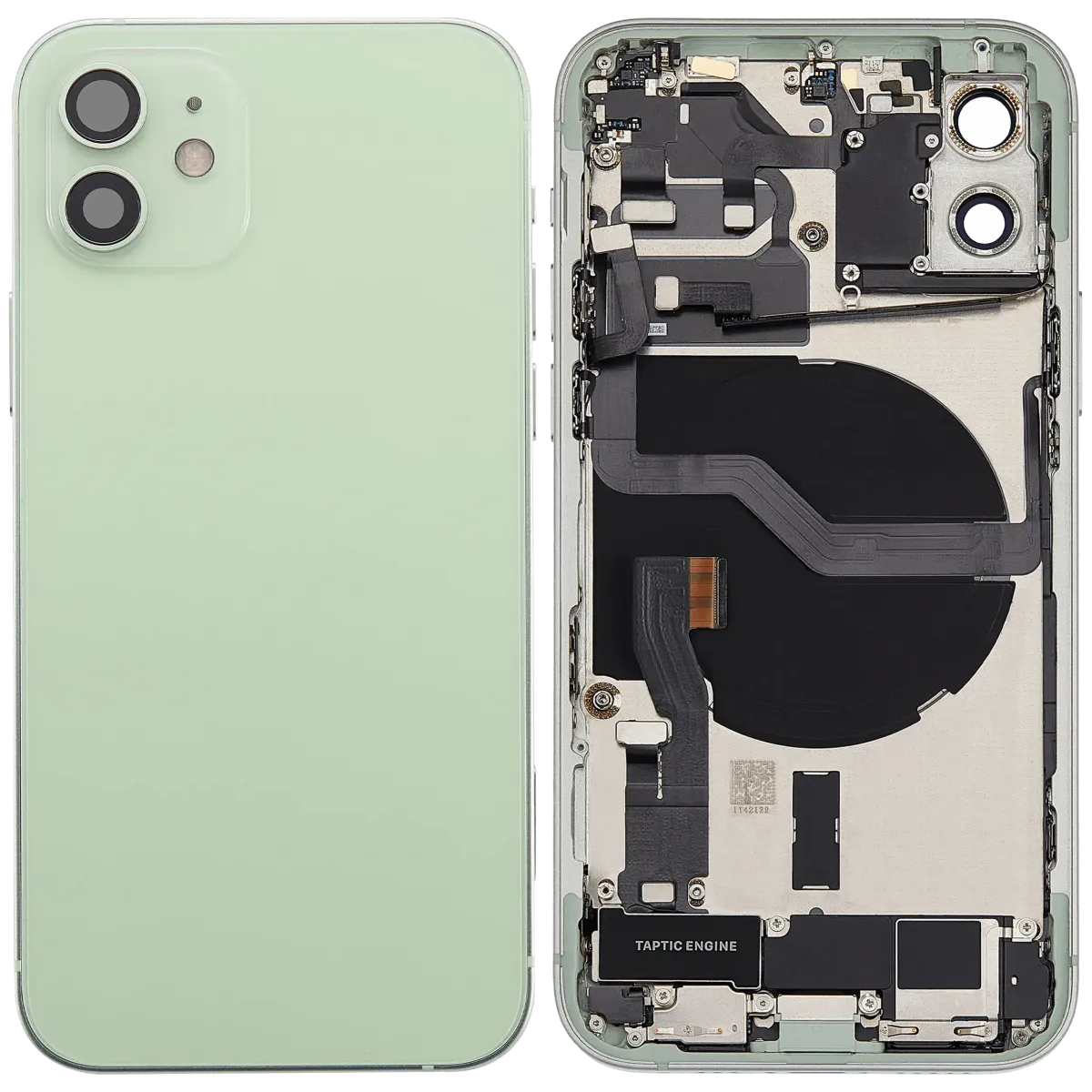 iPhone 12 için Kasa Full Set Şarj Bağlantı Noktası Flex ve Küçük Parçalarla Arka Muhafaza (AB / Global Versiyon) (Yeşil)