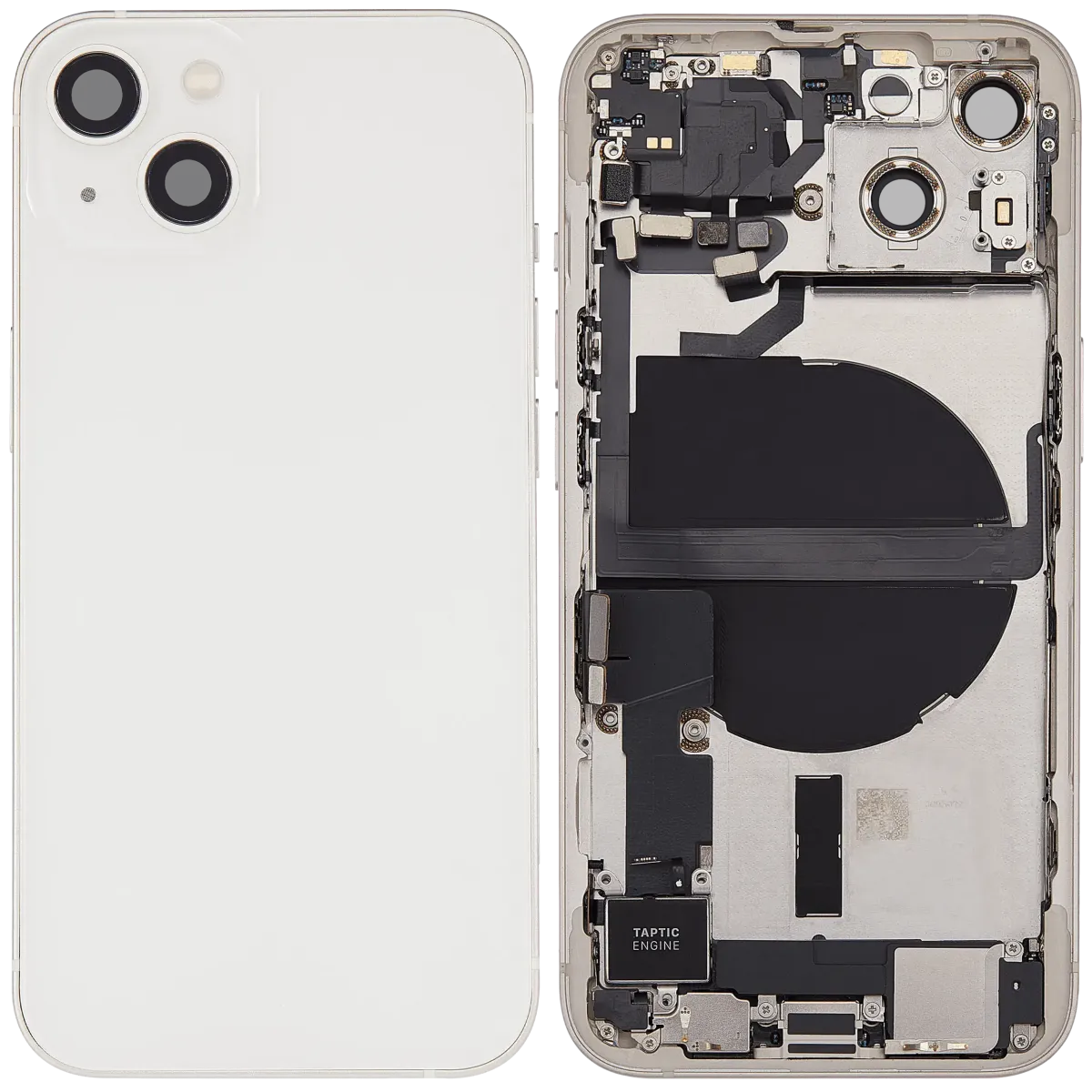 Arka Muhafaza, iPhone 13 için Şarj Bağlantı Noktası Flex ve Küçük Parçalar (ABD Versiyonu) (Kullanılan OEM Çekme: Sınıf B) (Starlight)