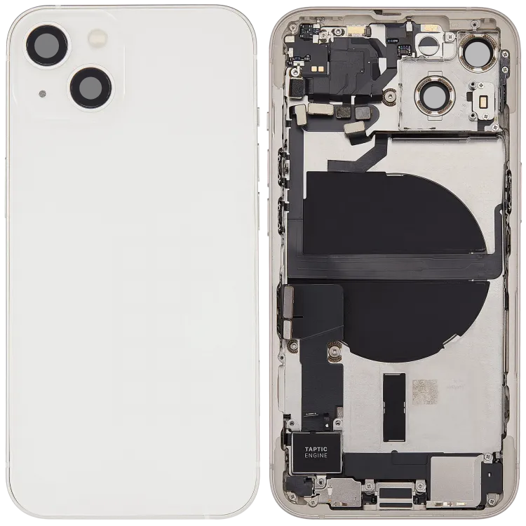 Arka Muhafaza, iPhone 13 için Şarj Bağlantı Noktası Flex ve Küçük Parçalar (ABD Versiyonu) (Kullanılan OEM Çekme: Sınıf B) (Starlight)