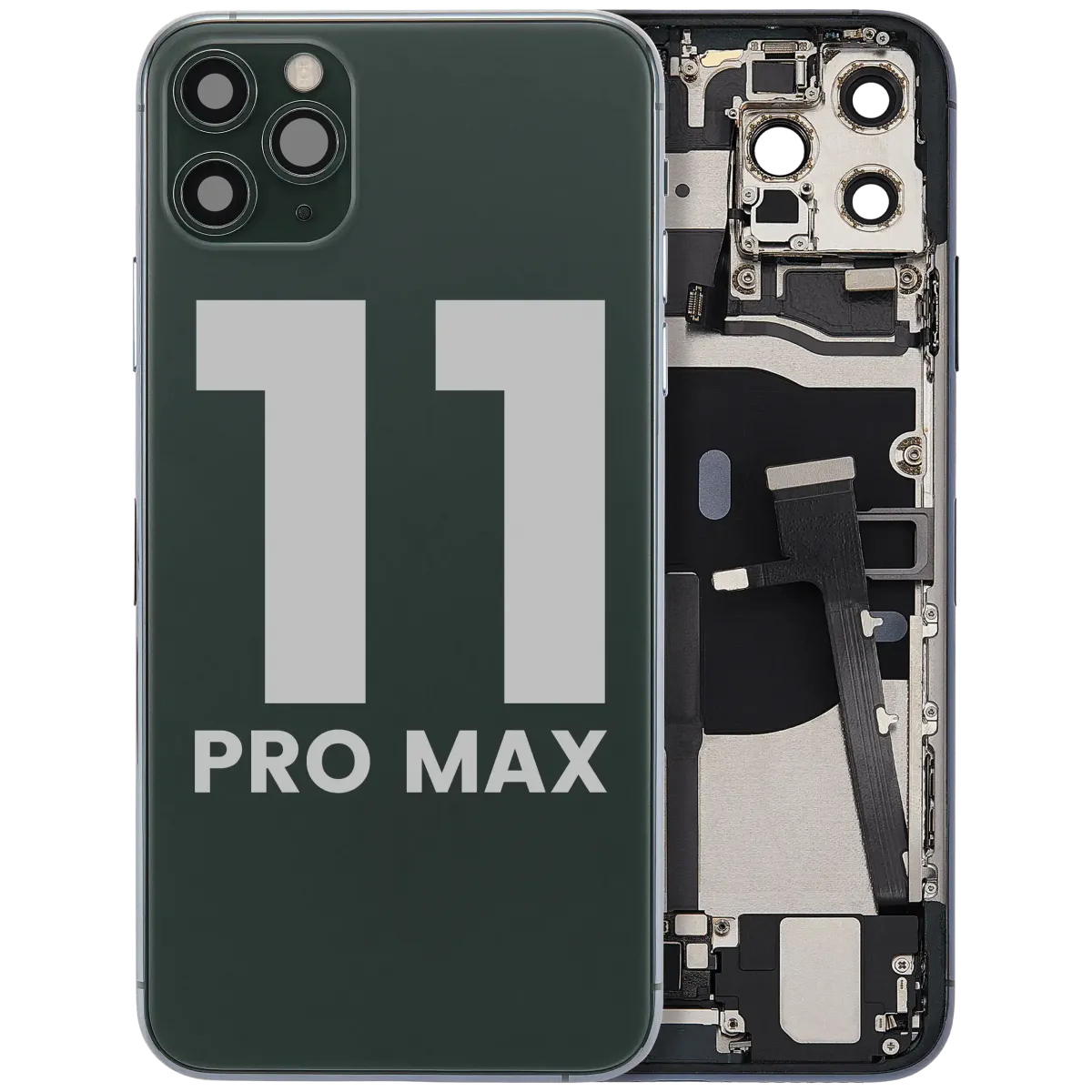iPhone 11 Pro Max Kasa Full Set için Önceden Takılmış Küçük Bileşenlerle Arka Muhafaza (Gece Yarısı Yeşili)