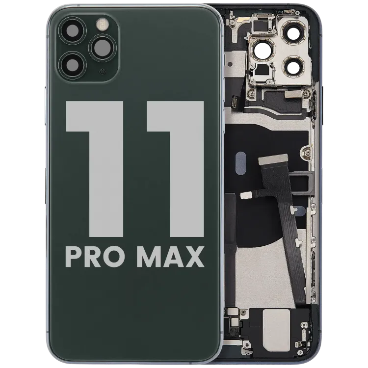 iPhone 11 Pro Max Kasa Full Set için Önceden Takılmış Küçük Bileşenlerle Arka Muhafaza (Gece Yarısı Yeşili)