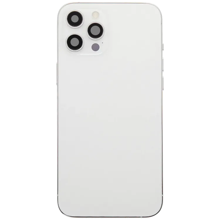 iPhone 12 Pro Max için Şarj Bağlantı Noktası Esnek ve Küçük Parçalarla Arka Muhafaza (AB / Global Sürüm) (Kullanılan OEM Çekme: Sınıf C) (Gümüş)