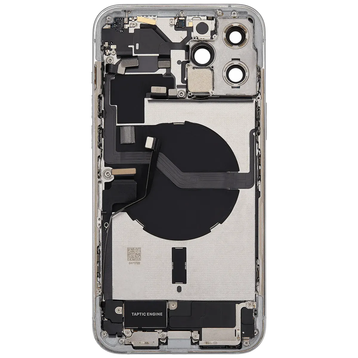 iPhone 12 Pro Max için Şarj Bağlantı Noktası Esnek ve Küçük Parçalarla Arka Muhafaza (AB / Global Sürüm) (Kullanılan OEM Çekme: Sınıf C) (Gümüş)
