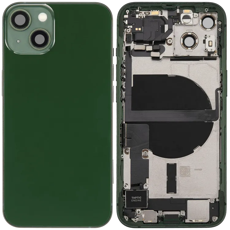 iPhone 13 için Şarj Bağlantı Noktası Flex ve Küçük Parçalarla Arka Muhafaza (ABD Versiyonu) (Kullanılan OEM Çekme: Sınıf B) (Yeşil)