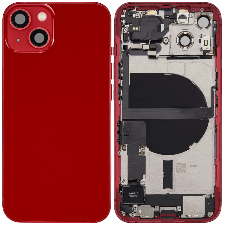 iPhone 13 için Şarj Bağlantı Noktası Flex ve Küçük Parçalarla Arka Muhafaza (ABD Versiyonu) (Kullanılan OEM Çekme: Sınıf B) (Kırmızı)