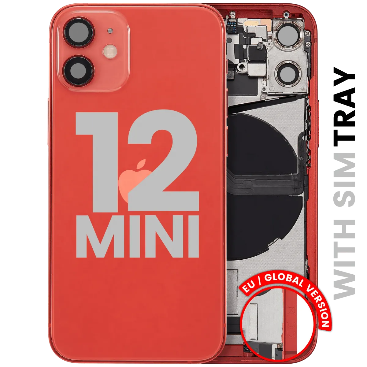 iPhone 12 Mini için Kasa Full Set Şarj Bağlantı Noktası Üstünde (Kırmızı) iPhone 12 Mini için Kasa Full Set Şarj Bağlantı Noktası Üstünde (Kırmızı)